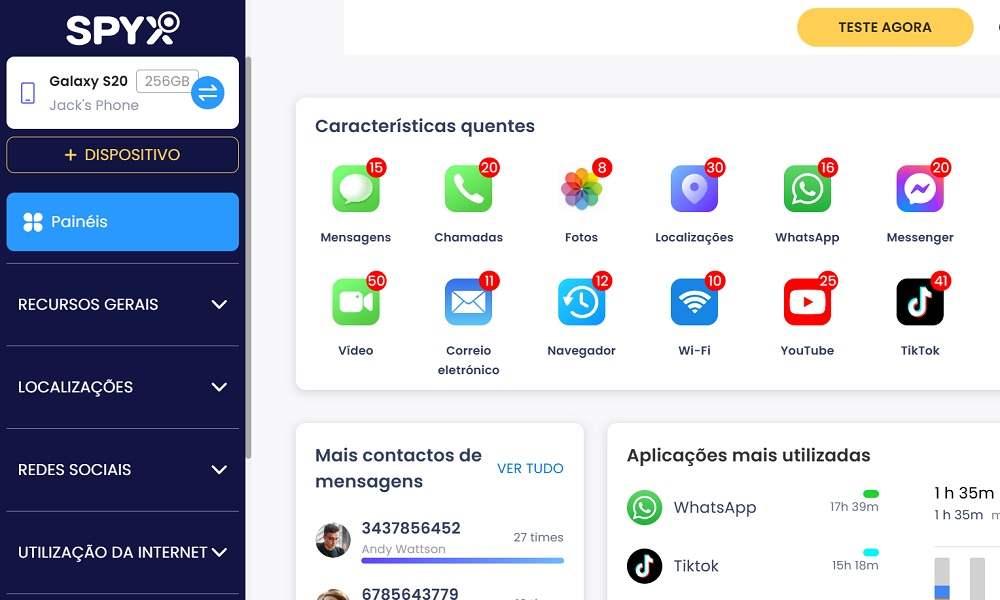 Funcionalidades principais do SpyX