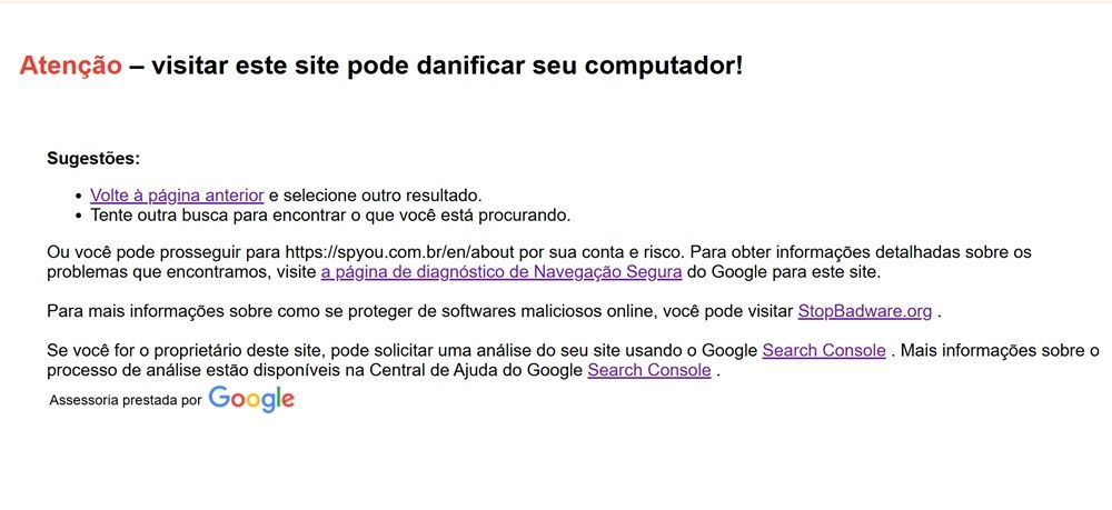 Problema preocupante no site do Spyou