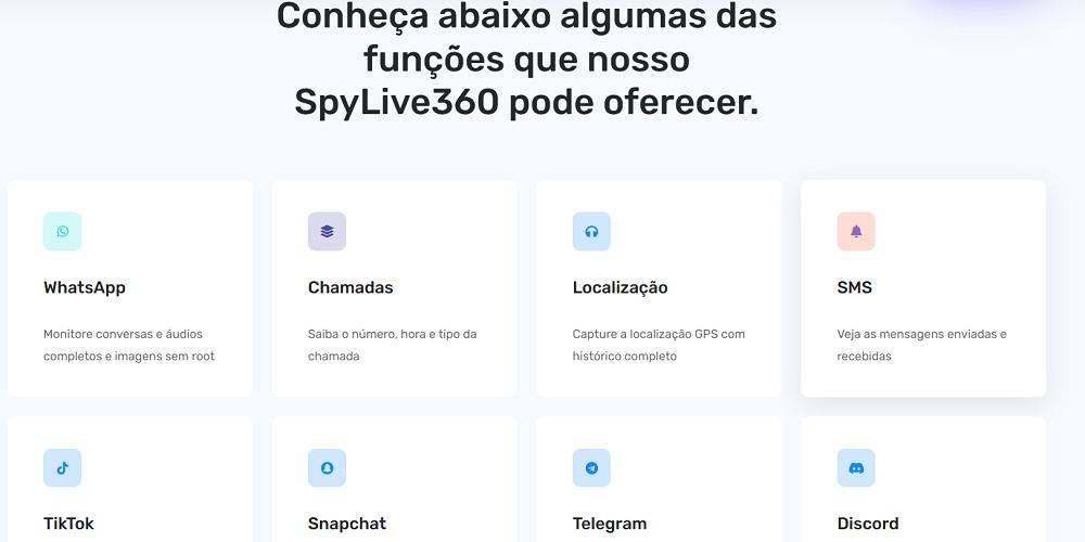 Recursos principais do SpyLive360