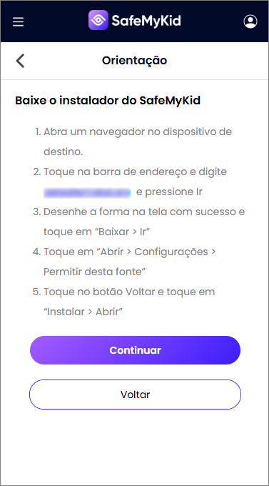 Instale o aplicativo SafeMyKid no dispositivo-alvo