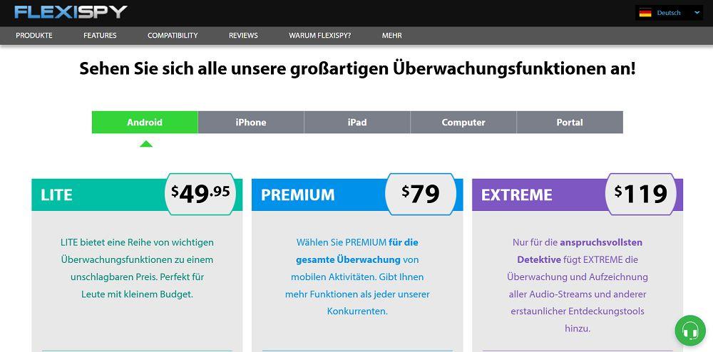 FlexiSPY Preise und Pakete