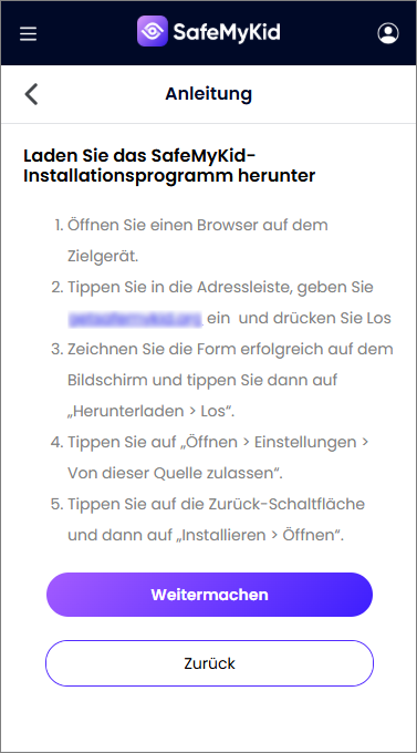 Installiere die SafeMyKid-App auf dem Android-Gerät