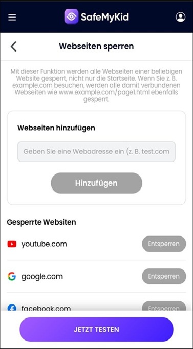 Webseiten auf Android in Echtzeit sperren