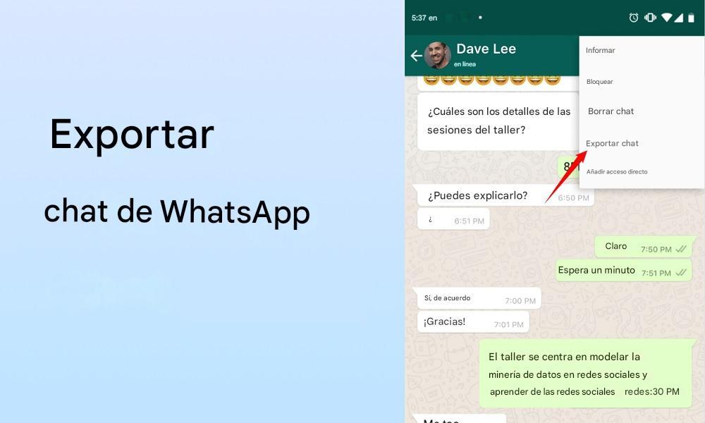 Exportar chats para hackear WhatsApp