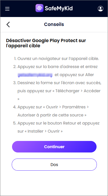 configurer SafeMyKid pour recevoir les messages WhatsApp sur Android
