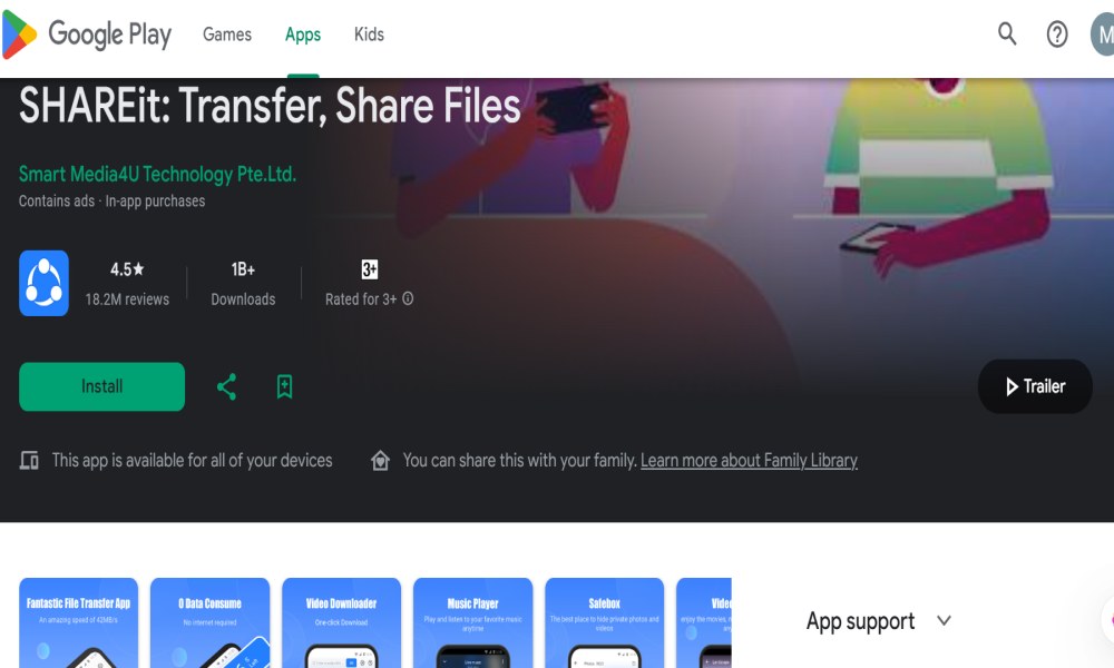 SHAREit Best Free Phone Clone App for Android