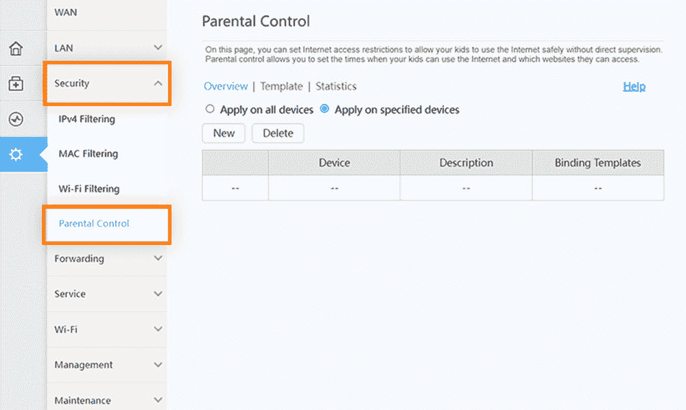 Parental Control on Router Settings