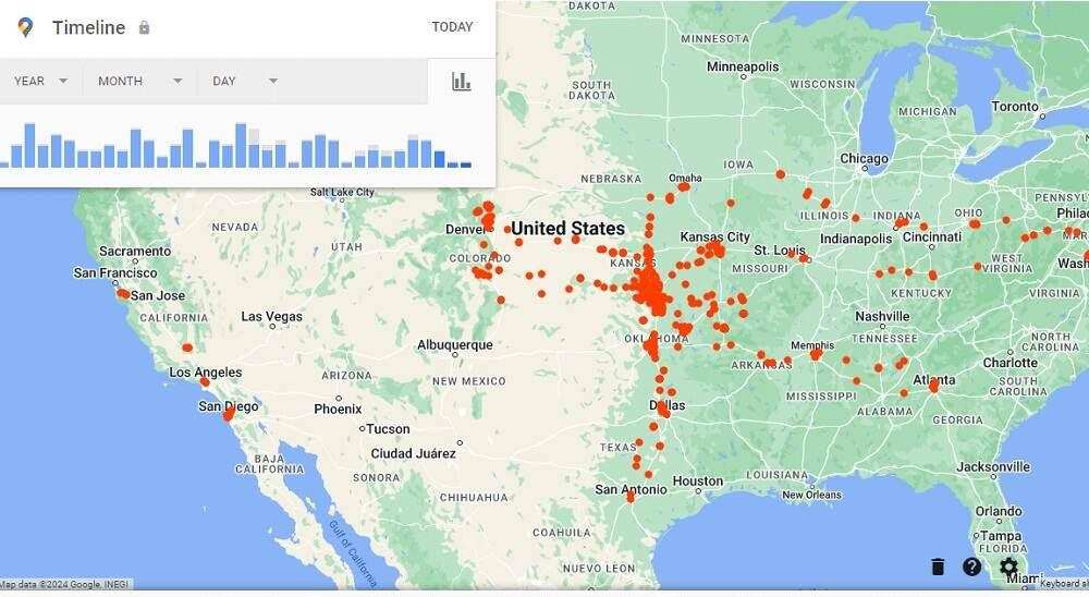 Using Google Maps Timeline